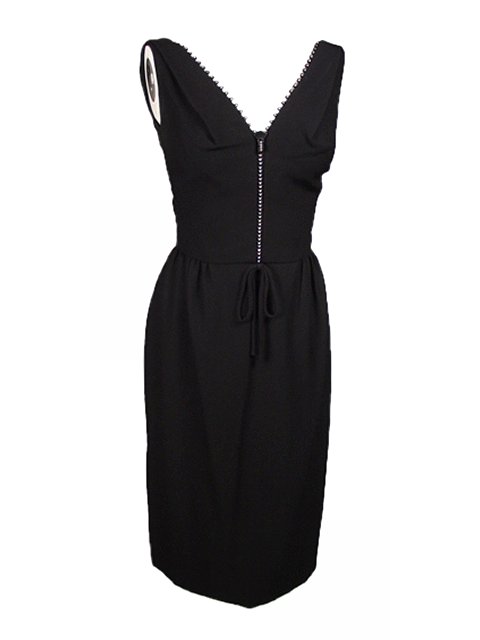 VINTAGE BLACK COCKTAIL DRESS W/ RHINESTONE ZIPPER 1960'S VINTAGE BLACK COCKTAIL DRESS W/ RHINESTONE ZIPPER 1960'S